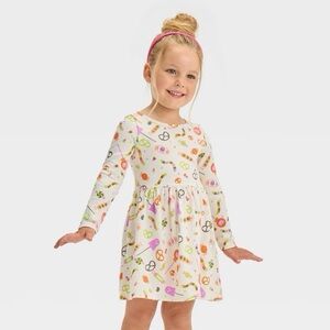 Toddler Girls' Long Sleeve Halloween Printed Dress nwt multicolor